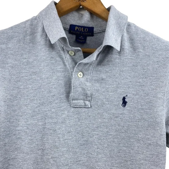 POLO Ralph Lauren Classic Cotton Mesh Polo Shirt Pony SS Heather Grey M 10-12 - Picture 3 of 15